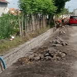 Pengerjaan plengsengan di Jalan Lingkar Utara Kota Probolinggo yang dilakukan Pemprov Jatim.