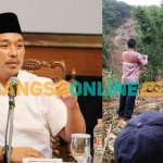 Ketua DPRD Gresik, Much Abdul Qodir, dan kondisi bukit di Pulau Bawean pasca longsor. Foto: SYUHUD/BANGSAONLINE