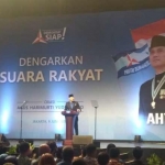 AHY saat memberikan pidato politik di Jakarta Convention Center (JCC). 
