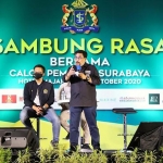 Acara Sambung Rasa Kadin Surabaya mendengarkan visi-misi calon wali kota Surabaya nomor urut 1 dan 2, Rabu (14/10/2020) malam.