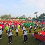 Kegiatan senam ceria yang diadakan Perwosi Blitar di Desa Tlogo