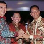 Gubernur DKI Basuki T Purnama, Komjen Tito Karnavian dan Irjen Pol Morcghiyarto dalam pisah sambut Kapolda Metro Jaya. foto: rakisa/ BANGSAONLINE