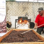 Seorang pekerja sedang mengolah kopi di UD Cangkir Rembang, Jawa Tengah. foto: ist.