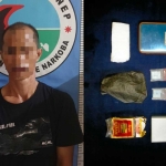 Pelaku berinisial RS (49) beserta barang bukti yang ditemukan oleh polisi. Foto: Ist.