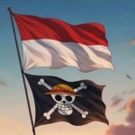 Bendera one piece berkibar di bawah bendera merah putih. Foto: istmewa