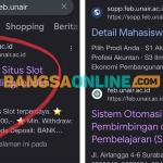 Tangkapan layar website SOPP FEB Unair yang diretas. FOTO: BANGSAONLINE