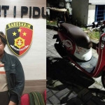 Pelaku dan barang bukti sepeda motor korban saat diamankan. Foto: Ist.