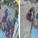 Rekaman CCTV pelaku curanmor di Surabaya.