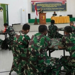 Suasana saat giat Pengawasan dan Evaluasi Teritorial TA 2022  di Aula Bhaskara, Makorem 084/BJ.