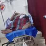 Umar Sahid (23), korban kesetrum listrik saat dirawat di ruang IGD RSU Bangkalan.
