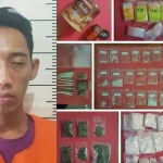 Tersangka Ahmad Ade Riyanto dan barang bukti yang diamankan.