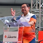 Gubernur DKI Jakarta, Pramono Anung, saat memberi sambutan.