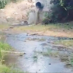 Foto yang diposting warganet di media sosial menunjukkan cairan keluar dari saluran pembuangan diduga milik PT. RMI.