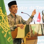 Ketua PCNU Kota Surabaya KH Ahmad Muhibbin Zuhri saat memberikan sambutan dalam muskercab.