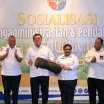 Menteri ATR/BPN, Nusron Wahid, saat membuka Sosialisasi Pengadministrasian dan Pendaftaran Tanah Ulayat di Kantor Gubernur Papua.
