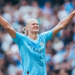 Erling Haaland mencetak tiga gol pada laga melawan Fulham. Foto: Twitter Manchester City