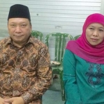 Ketua Umum Muslimat NU, Khofifah Indar Parawansa dan Anggota Fraksi Partai Demokrat DPR RI, Fandi Utomo bertemu dalam Halal Bi Halal PC Muslimat Kota Surabaya, belum lama ini.