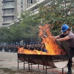 Puluhan satpam yang bertugas di PT Semen Indonesia (Persero) Tbk (SIG) Pabrik Tuban mengikuti pelatihan penangulangan bencana.