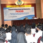 Danrem 081/DSJ Kolonel Inf Masduki, S.E., M.Si. untuk memberi kuliah umum di Graha Cendekia Unipma, Kota Madiun, Rabu (11/9/2019).