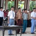 Siswa Sidoarjo saat deklarasi Ujian Nasional (UN) Berintegritas dan Jujur di Pendapa Delta Wibawa Sidoarjo, 25 Maret 2016 lalu. foto: musta