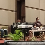 Dari kiri: M. Syuhud Almanfaluty (Moderator) bersama tiga narasumber, yaitu Taufiqul Umam, Adi Nugroho, dan Sulis Irbansyah. (foto: ist.)