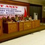 Kapolres Gresik, AKBD Adex Yudiswan saat Anev di kantor Pemkab Gresik. foto: SYUHUD/ BANGSAONLINE