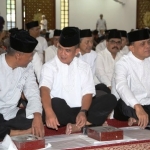 Suasana ajelang buka puasa bersama di Masjid Arif Nurul Huda Polda Jatim. 