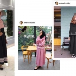 Ellen (kiri) dan hijab karyanya.... hmmm, pilih yang pakai aja... foto: Renny/ BANGSAONLINE