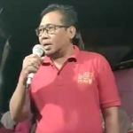 Pj Kades Sukowati, Mukti, saat memberi sambutan.
