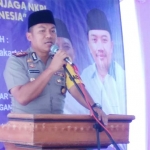 Kapolres Lamongan AKBP Feby D.P. Hutagalung saat sambutan.