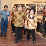 Mantan Menteri Pertahanan RI Purnomo Yusgiantoro saat berkunjung ke markas Koarmada II.