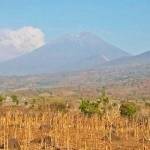 Gunung Barujari yang mengalami erupsi. Abu vulaknik gunung tersebut mengganggu penerbangan di sejumlah bandara.