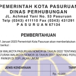 Dinas Perhubungan Kota Pasuruan Umumkan Perubahan Tarif Parkir Mulai Tanggal 1 Januari 2023