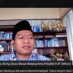 Wakil Sekretaris Pimpinan Wilayah Muhammadiyah Jatim, Prof. Dr. H. Biyanto, M.Ag. saat Webinar Darul Arqom SDM Limas.