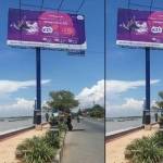 Reklame di atas trotoar yang ada di Jalan RE Martadinata. foto: SUWANDI/ BANGSAONLINE