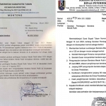 Surat dari Kecamatan Montong, kepada kepala desa setempat, dan Surat dari Dinas Pendidikan Tuban yang ditujukan ke Kepala SMP Negeri se-kabupaten.