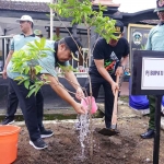 Pj Bupati Madiun, Tontro Pahlawanto, saat menanam pohon.