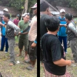 Kondisi pelaku saat ditangkap dan dipukuli warga. foto: AHMAD/ BANGSAONLINE