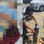 Kondisi korban saat tergeletak bersimbah darah di depan Indomaret dan di kamar mayat. (foto: ist)