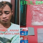 Hoirul Anam alias Herul bin Moh. Liwan beserta barang bukti sabu seberat 3.45 gram dan uang Rp. 600 ribu hasil penjualan sabu.