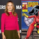 Olivia Wilde dan karakter superhero Spider Woman. foto: getty images dan marvel