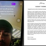 Kolase foto surat terbuka dari Falcon Pictures, serta pernyataan Abidzar Al-Ghifari.