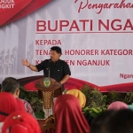 Bupati Nganjuk, Marhaen Djumadi, saat memberi sambutan.