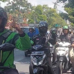 Aksi damai yang digelar para pengemudi Ojol atau ojek online di Kota Batu.