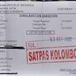 Surat keterangan pengganti SIM dari Satpas Colombo Surabaya.