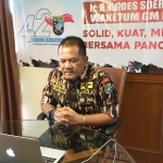Ir. R. Agoes Soejanto, Ketua PD GM FKPPI XIII Jatim saat mengikuti zoominar puncak rangkaian HUT ke-42 GM FKPPI. foto: istimewa