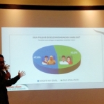 Direktur Lembaga survei Semesta Alam Media dan Research (SAMR) L Riansyah saat pemaparan. 