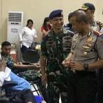 Kapolrestabes Surabaya Kombes Pol Rudi Setiawan menghadiri kegiatan donor darah yang digelar PWI Jatim.