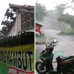 Sejumlah genting rumah warga dan pohon yang terdampak puting beliung. foto: RONY S/ BANGSAONLINE