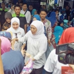 Khofifah menghadiri tasyakuran nomor urut 14 Partai Demokrat di Kota Madiun. foto: didi rosadi/ bangsaonline 